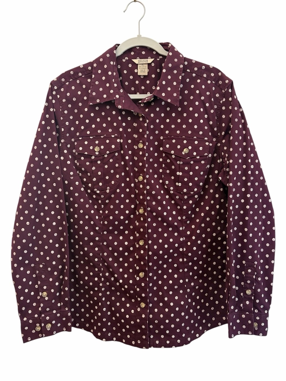 Duluth Trading Co Free Will Twill Western Chore Plum Button-Up Shirt (XL) Cotton